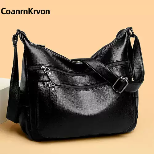 Сумка через плечо, вместительная и большая универсальная сумка на одно плечо, для среднего возраста, из натуральной кожи