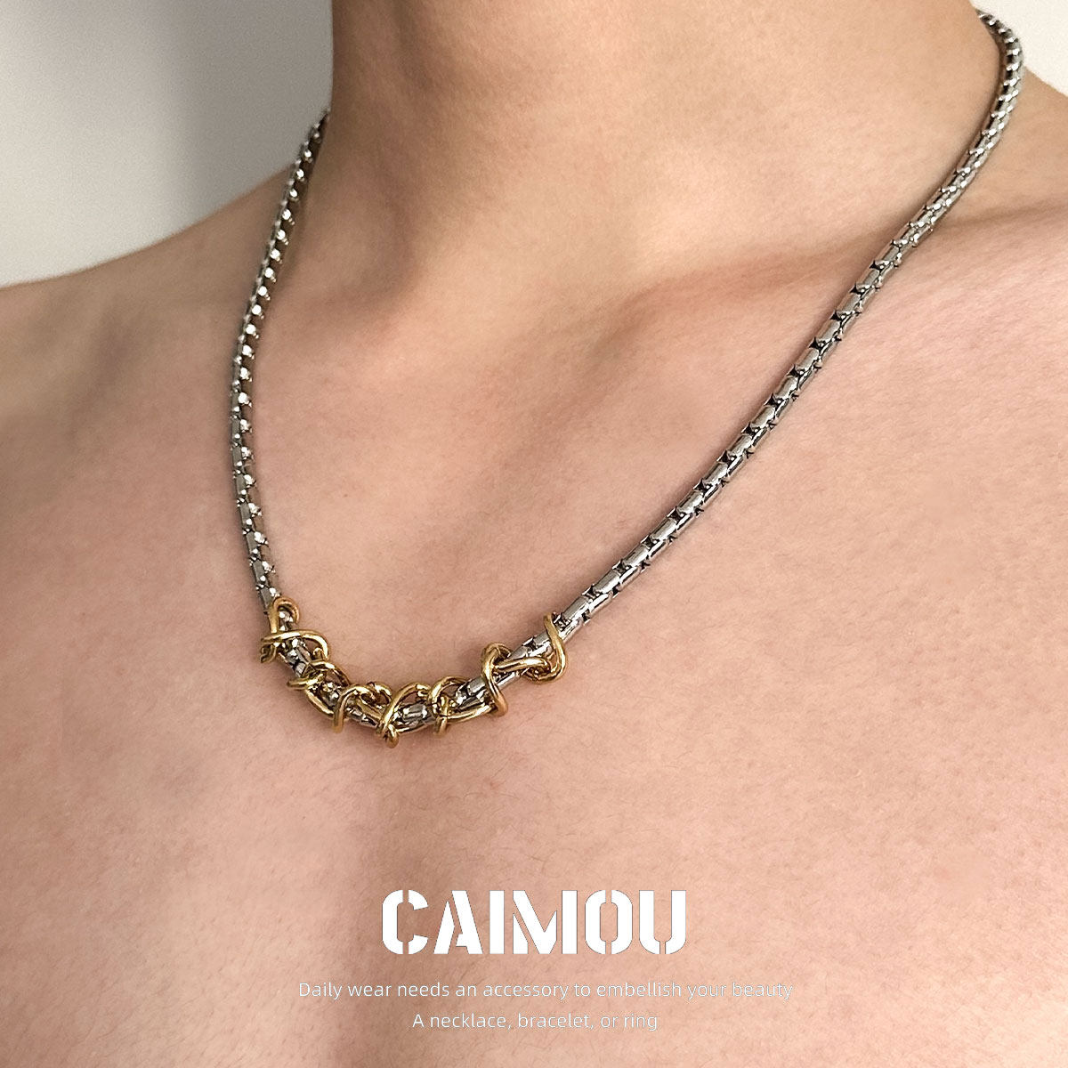 CAIMOU оригинальное дизайнерское ожерелье с золотыми шипами для мужчин и женщин, высококачественное ожерелье, легкая роскошная цепочка для ключиц, аксессуары