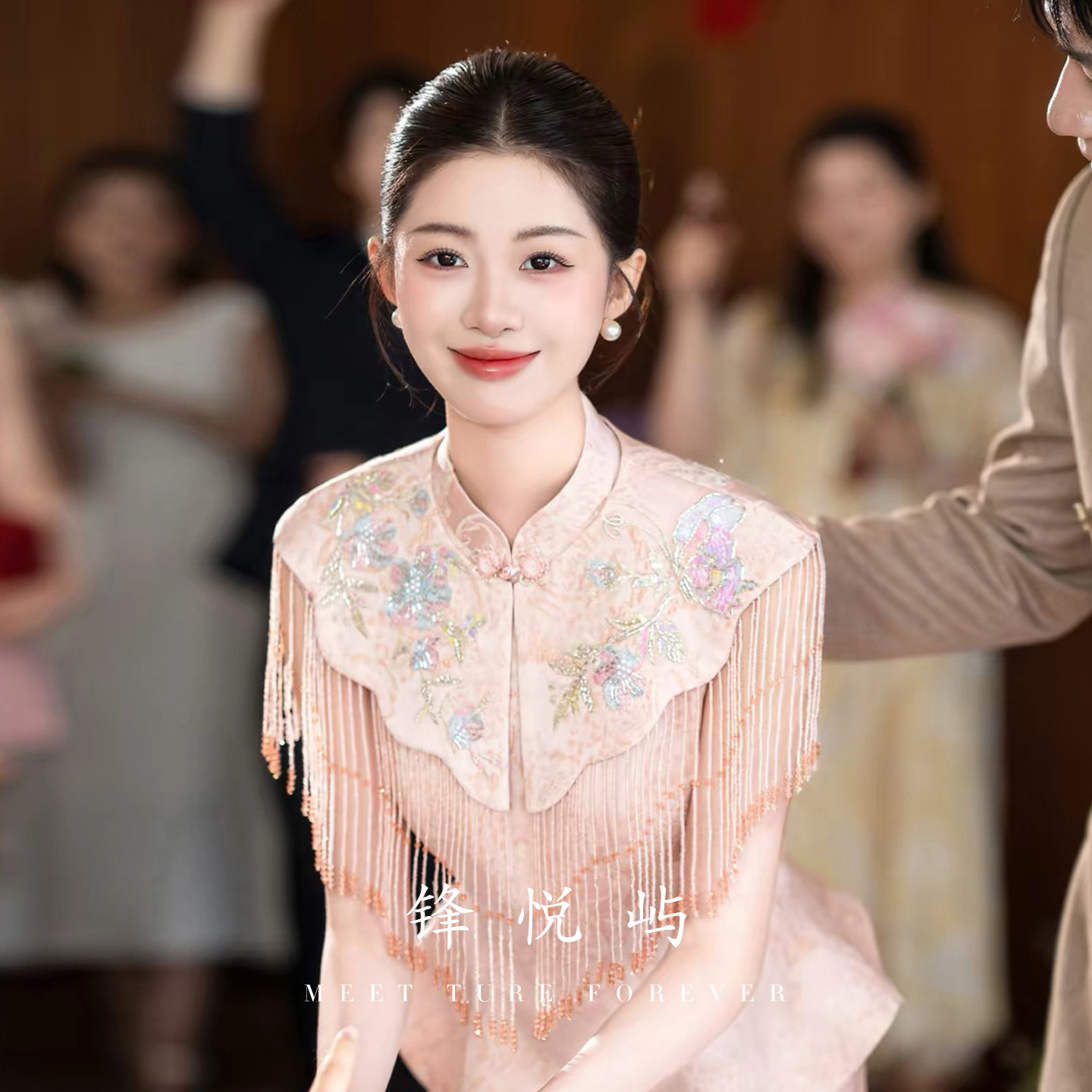 Feng Yueyu "Zhiyi", Розовый Новый китайский костюм-чонсам для тостов, 2026, Новое платье для помолвки невесты, юбка