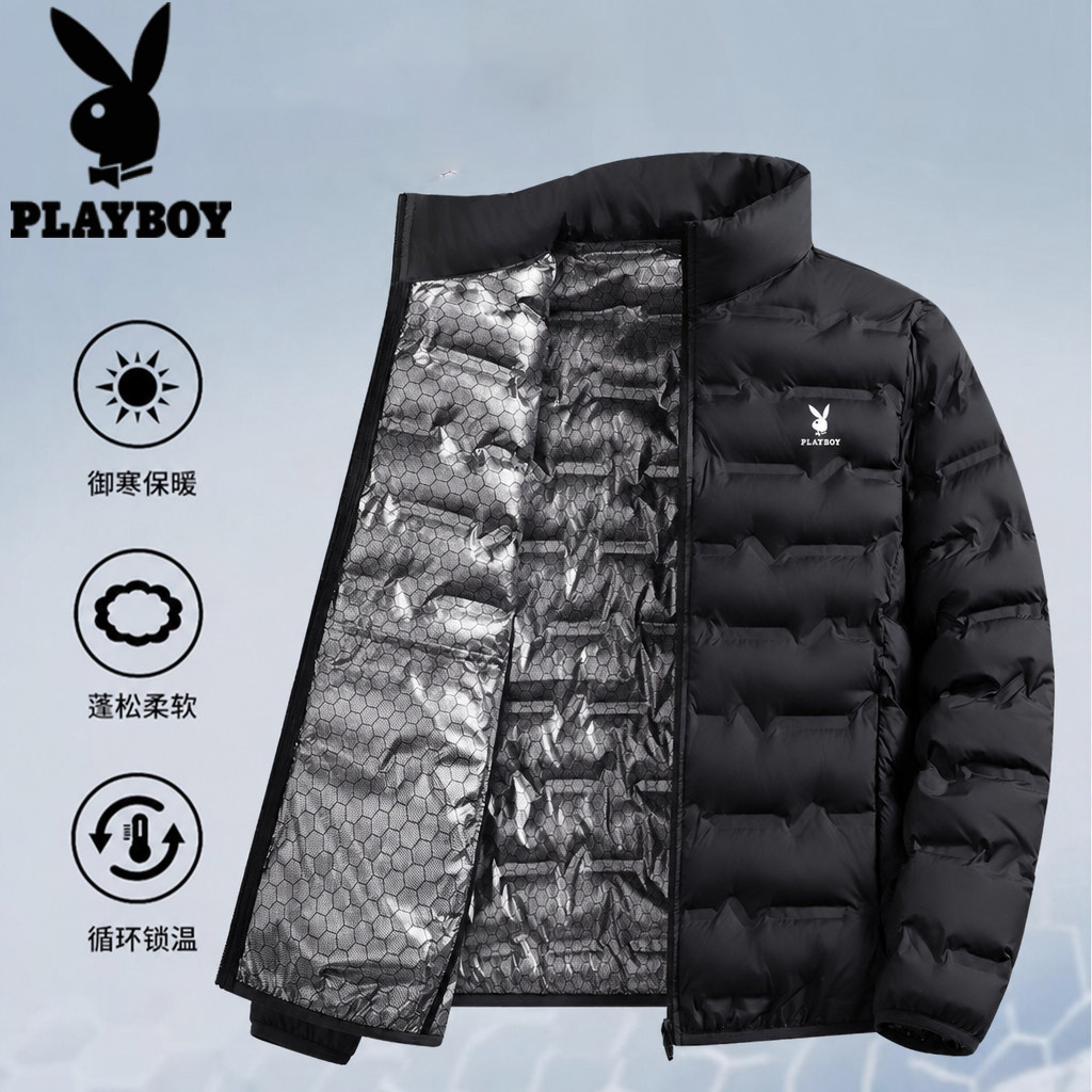 Пуховик Playboy, мужская зимняя легкая куртка на белом утином пуху, теплая повседневная короткая куртка с воротником-стойкой, куртка большого размера