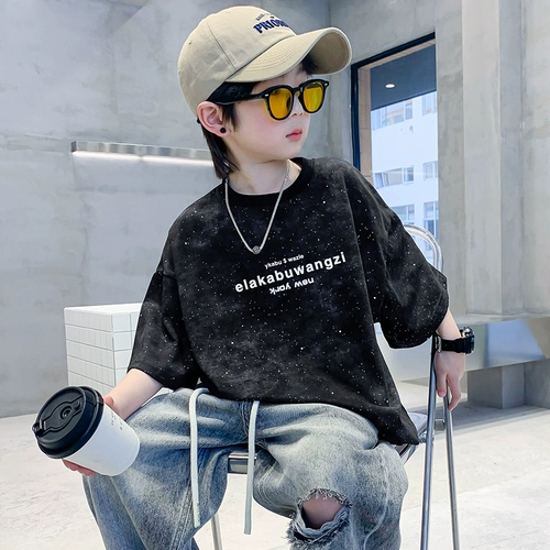 Детская летняя дышащая летняя одежда, хлопковая футболка с коротким рукавом, короткий рукав, свободный крой