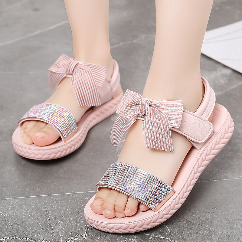 Размер 26-37 босоножки для девочек 2021 удобные летние новые босоножки принцессы с бантом