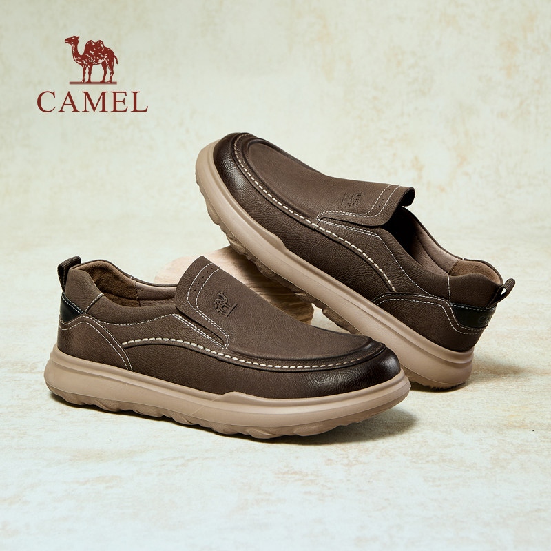 Camel/ мужская обувь; коллекция 2025 года; новинка лета; дышащая обувь на мягкой подошве; удобная повседневная кожаная обувь для папы среднего возраста; мужская