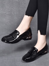 Summer Shallow Mouth Single Shoes for Women 2024 New Fashion Versatile Soft Sole Soft Face British Style Lefu Shoes Black Small Leather Shoes