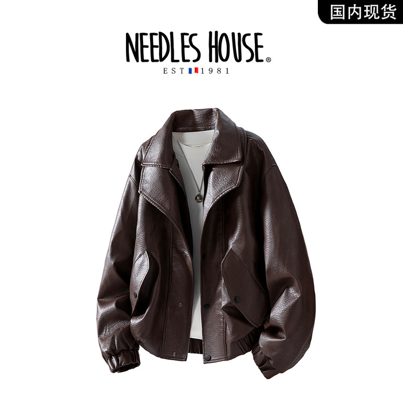 NEEDLES HOUSE плюс бархатная толстая кожаная куртка в стиле ретро, мужская осенне-зимняя свободная универсальная теплая куртка из искусственной кожи