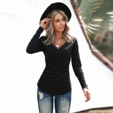 Sweater female V-neck pin buckle knitting long sleeve jacket