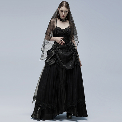 taobao agent ╋魔叹╋ PUNK RAVE暗黑哥特女王GOTHIC婚纱吊带连衣蓬长裙 WQ557