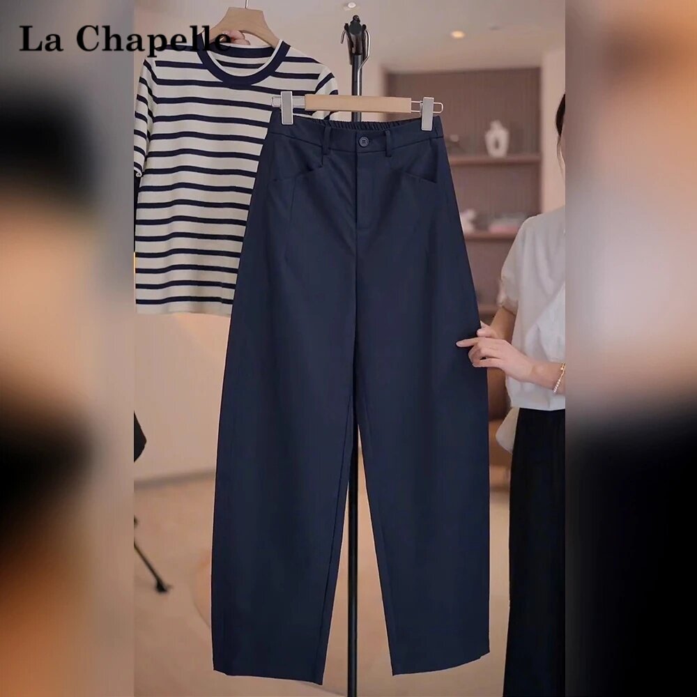 Женские брюки La Chapelle sickle pants, новинка 2026 года, прямые брюки с высокой талией, маленькие широкие костюмные брюки, тонкие брюки-бананы