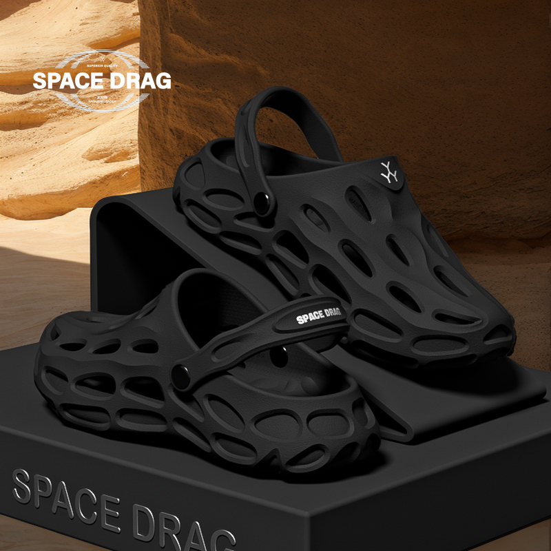 Мужская обувь с дырками Space drag, летняя уличная нескользящая дышащая обувь на толстой подошве для усиления ощущения, что наступаешь на дерьмо, верхняя одежда для рыбалки, пляжная обувь