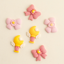 Six year old store accessories cute pink girl heart wand bow butter glue phone case DIY material handmade hair accessories resin accessories