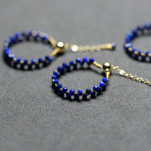 Lapis lazuli style pull-out adjustment small fresh style ring