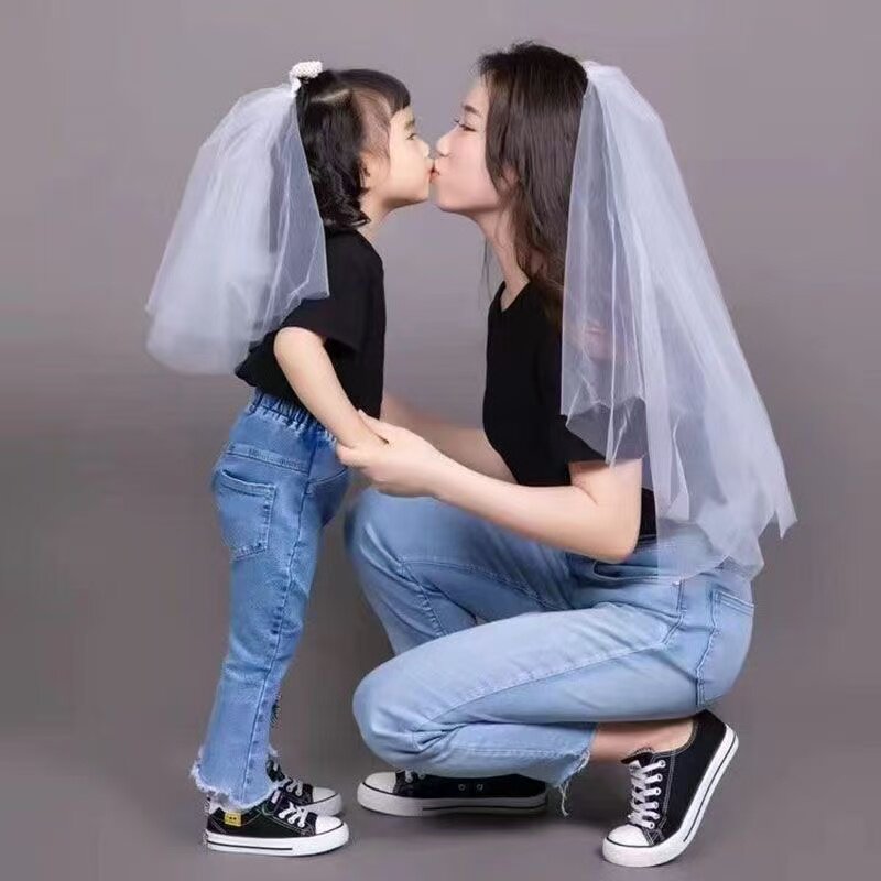 Фата для родителей и детей, реквизит для фотосессии, предложение руки и сердца, свадебная фата, День матери, выпускной в детском саду, украшение на День защиты детей