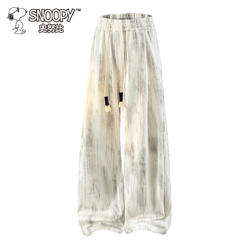 Snoopy/повседневные брюки Snoopy American tie-dye, мужские весенне-летние прямые брюки с драпировкой от бренда tide, широкие