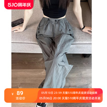 American drawstring workwear pants for women with small stature, thin summer style