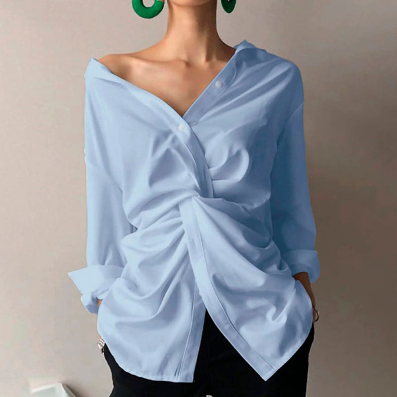 Vantifivit knotted design niche shirt for women, high-end autumn top, stylish blouse