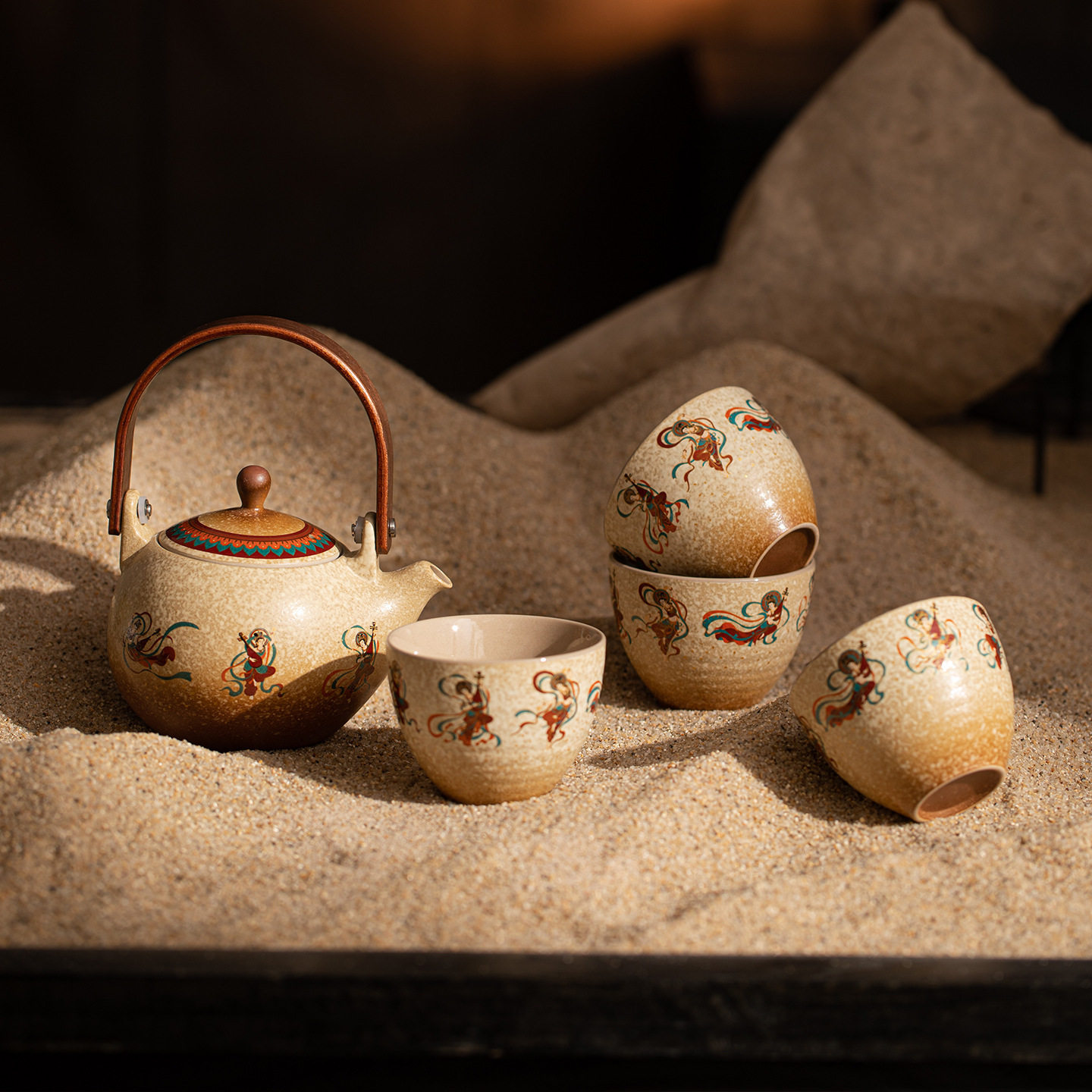 2026 новый культурный и креативный керамический чайный сервиз Dunhuang Feitian высокого класса...