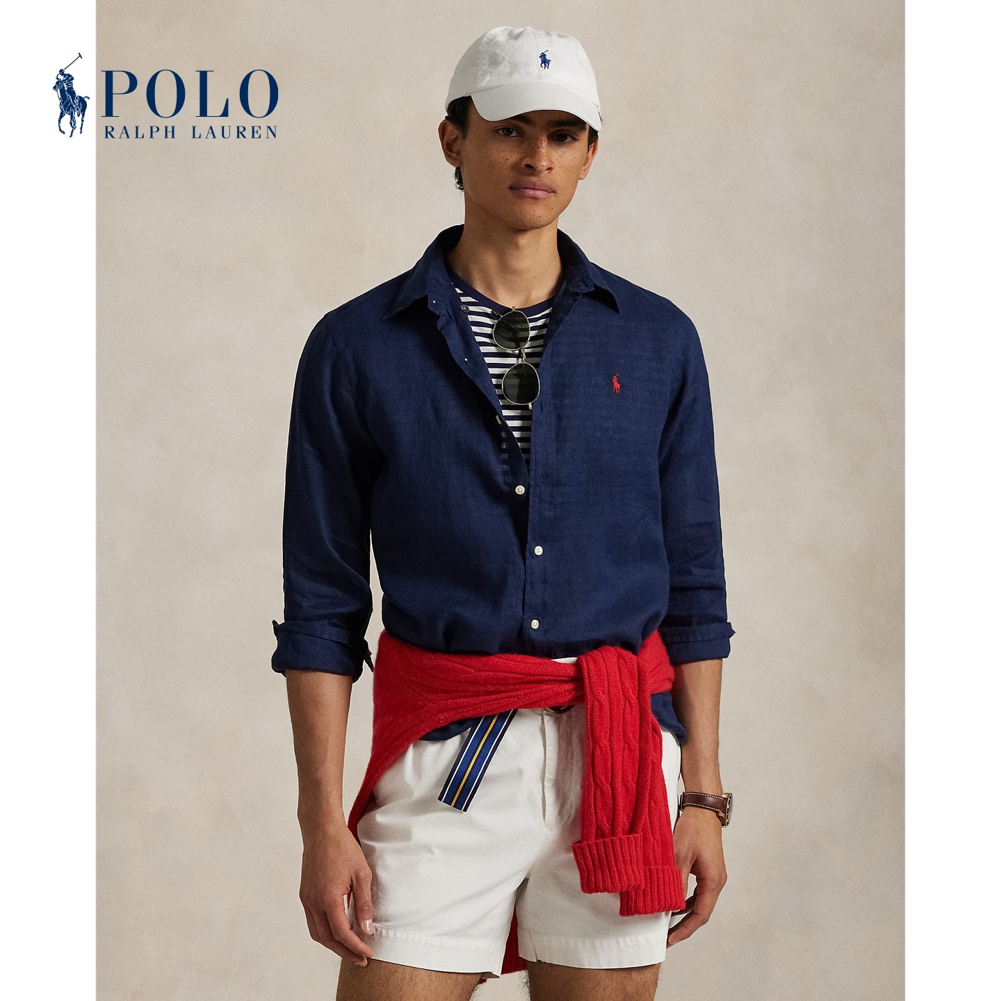 【Подарок от Танабаты】 Ralph Lauren/Мужская классическая льняная рубашка Ralph Lauren
