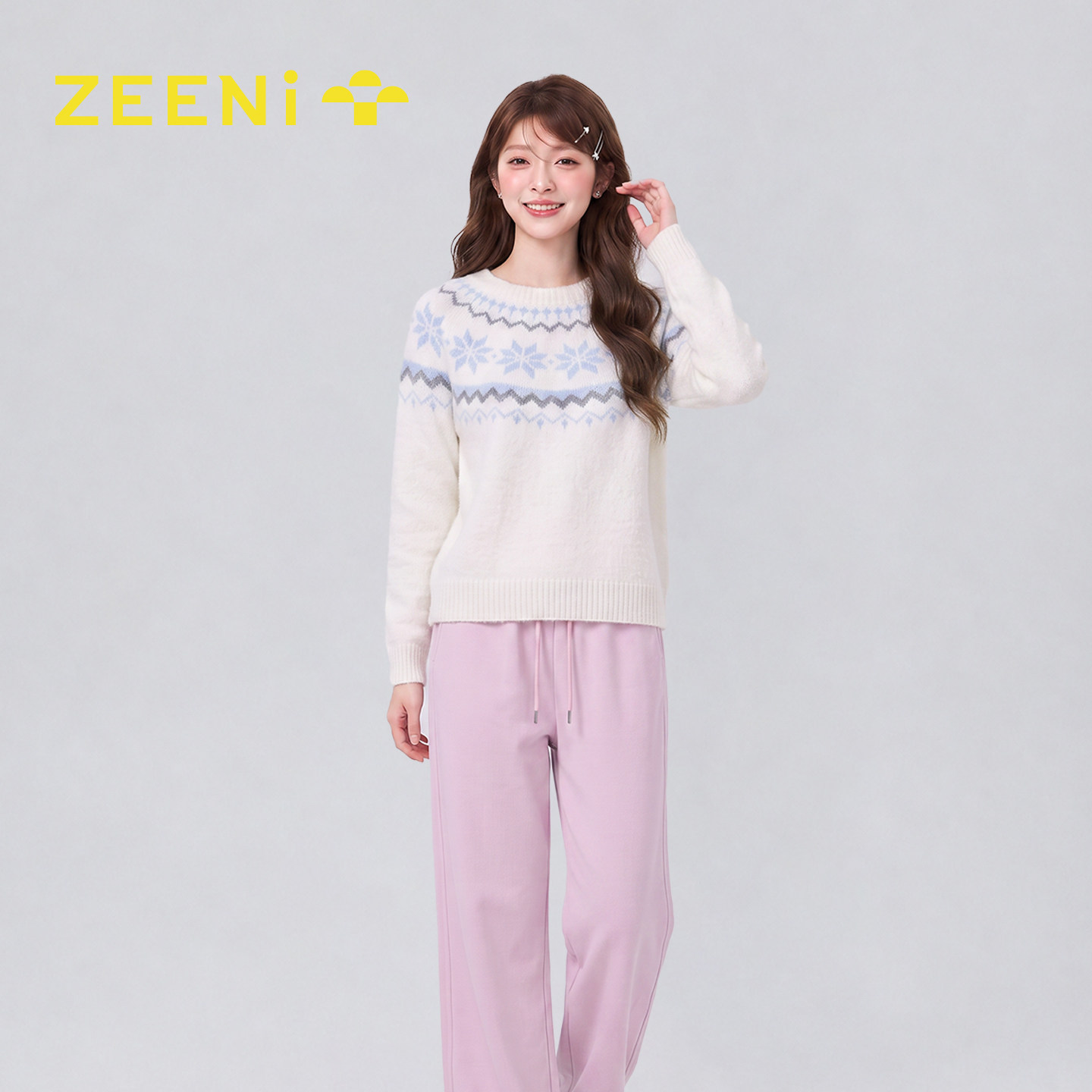 Жаккардовый свитер ZEENi Fair Isle, женский осенне-зимний свободный пуловер с круглым вырезом и ленивым ветром в стиле ретро, мягкий вязаный пуловер воскового цвета