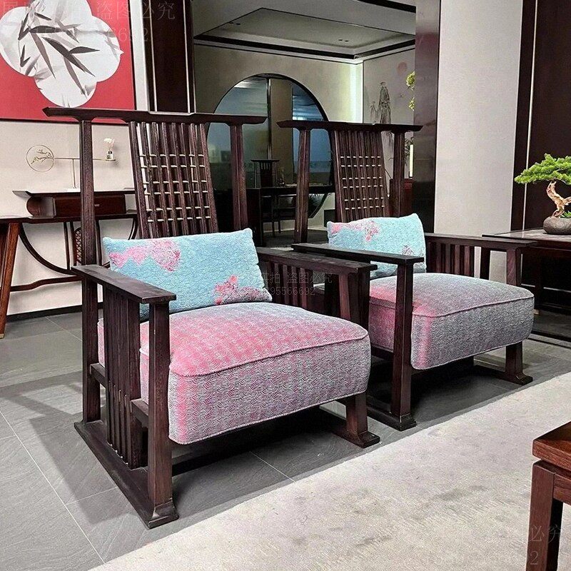 Мебель с индивидуальным дизайном, новый односпальный диван и кресло в китайском стиле, стол для переговоров в салоне красоты из цельного дерева и стул на балконе из трех частей