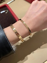 Cartier / Cartier 18K Классический браслет любви Rose Gold узкая версия без бриллиантов мужские и женские браслеты