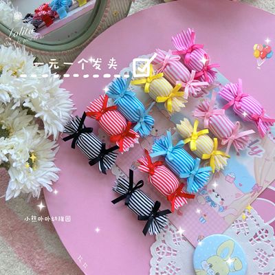 taobao agent 小熊幼稚园一元一个呲甜Lolita糖果发夹胸针甜美条纹发饰可爱jk