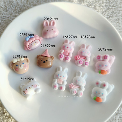 taobao agent Lolita甜系小物DIY树脂小熊 小兔子手工配件辅料满49包邮