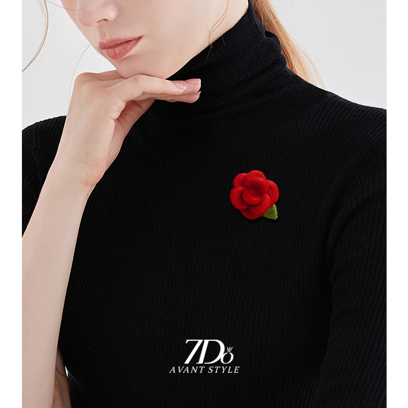 7Do Autumn/Winter Felt Camellia Brooch for Women, Unique Design, Niche Sweater Corsage, Fashion Clothing Pin, Accessories
