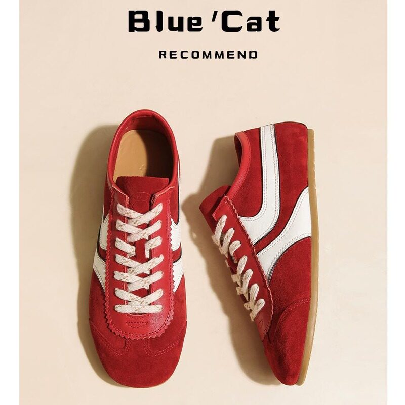 Mr. Blue Cat/ красные женские кроссовки в немецком стиле в стиле ретро; новинка 2025 года; повседневные кроссовки в цветовой гамме; спортивная обувь Forrest