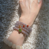 Natural Xinjiang and Mo Tian Yuyan Purple Multi -circle Women's Bracelet Original Agate Jade Slipper White Old Mine