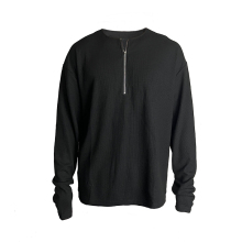 JCAESAR Half Zip Long Sleeves are a niche American style half zip waffle solid color long sleeved men's thin