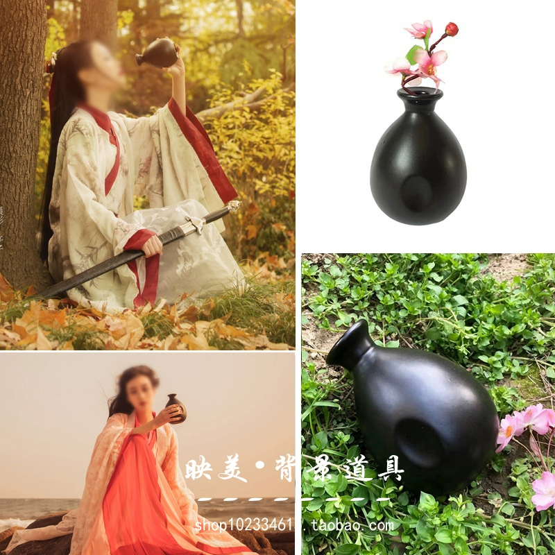 Фотостудия Hanfu, реквизит для фотосъемки, керамическая ваза, древний костюм, фотография, бутылка вина, древний стиль, экстерьерная фотография, бутылка вина