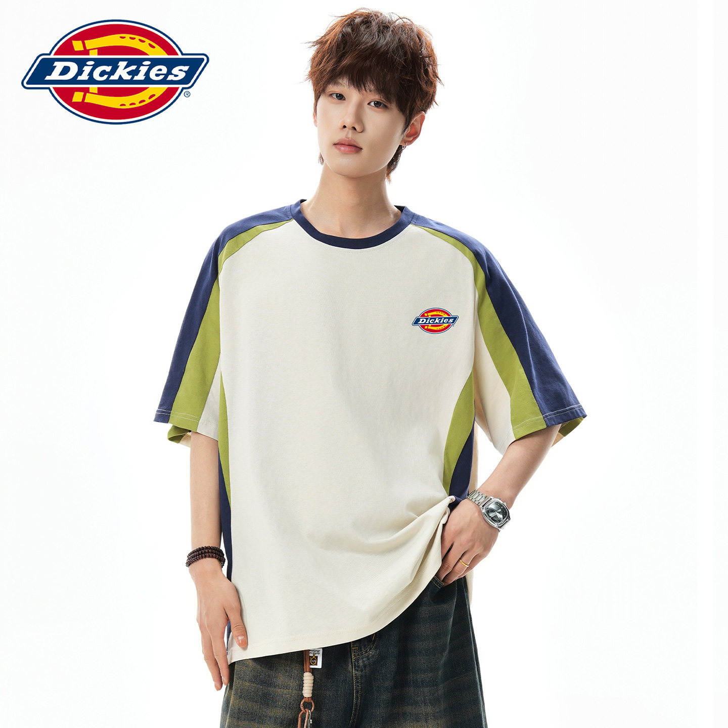 Dickies/ американский модный бренд с контрастным принтом, поддельная футболка из двух частей с короткими рукавами, мужская летняя спортивная одежда на открытом воздухе, новый стиль