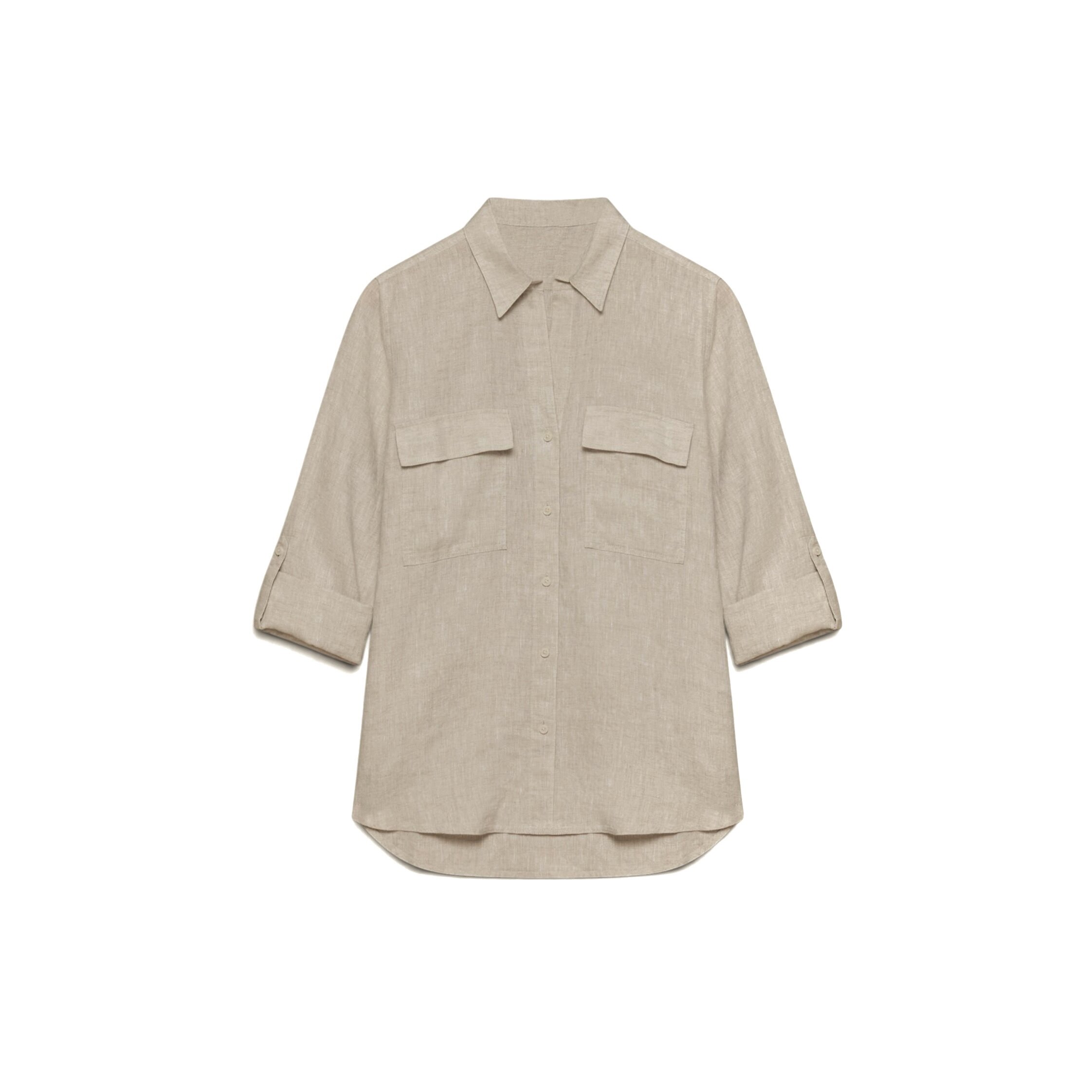 Babat*n Women's Retro Old Money Style Pure Linen Double Pocket Work Shirt, Multiple Colors