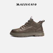 High top board shoes MAZZUCATO Martin boots for men's new winter trendy shoes, genuine leather high top men's trendy Korean casual shoes for men