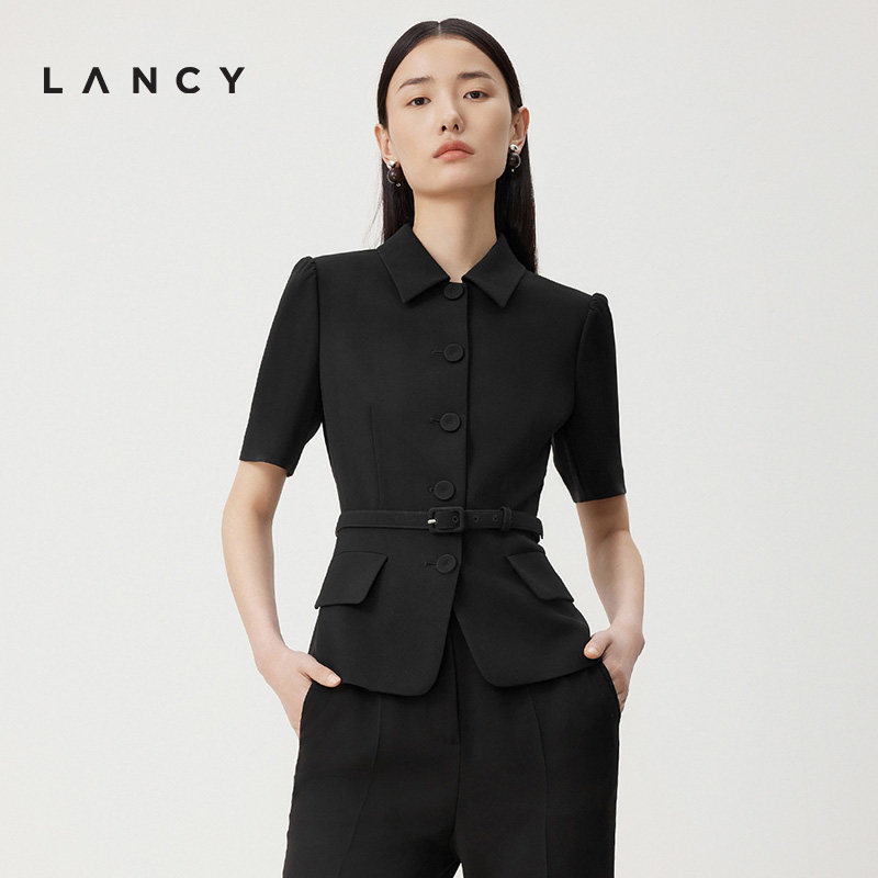 [Повседневная одежда] LANCY/Langzi, новинка 2025 года, летний костюм-тройка с короткими рукавами и лацканами, темпераментный женский пиджак