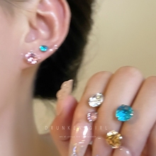 Colored Zircon Earrings, Women's Huazi, Colorful Diamonds, High Grade Earrings, 2024 New Popular Earbone and Cochlear Earrings