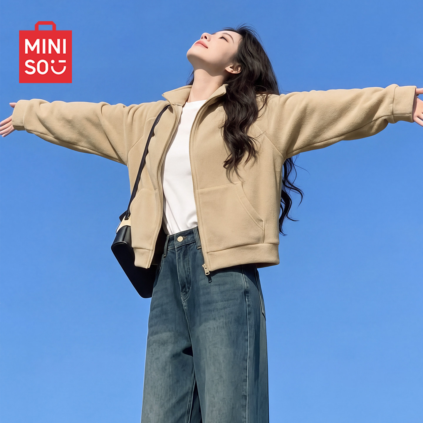 MINISO/Австрийская флисовая куртка премиум-класса Mingchuang, женская осенне-зимняя новинка 2026 года, плюс флисовый свитер с подкладкой, флисовый топ J