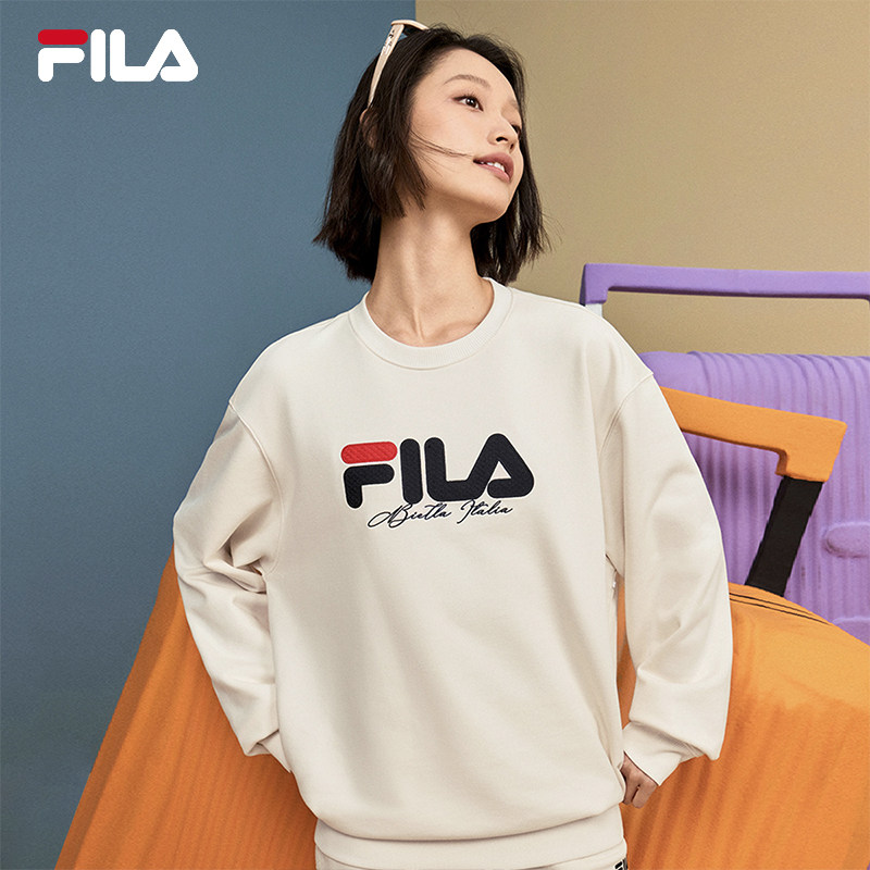 Пуловер для пары FILA, осенне-зимний свитер, мужская и женская повседневная одежда для отдыха, теплый вязаный спортивный топ с длинными рукавами