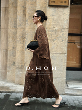 DMON South French Holiday_du Home Edition 100% Linen Hollow out Embroidered Chinese Style Romantic Dress