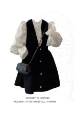 Large size chubby mm vest skirt+shirt stylish two-piece set