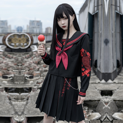 taobao agent 织锦园原创设计神奈川jk制服裙套装学生不良水手服中间服