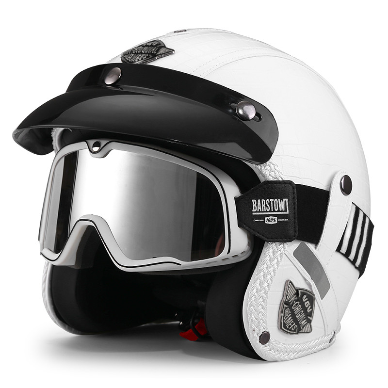 3C Certified Retro Cruiser Motorcycle Helmet for Men and Women, Winter Warm Motorcycle 3/4 Helmet, Electric Vehicle Safety Helmet