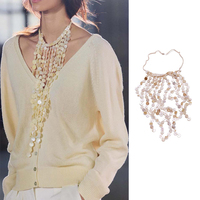 European and American fashion hand-woven shell necklace women's niche design high-end exaggerated clavicle chain necklace accessories