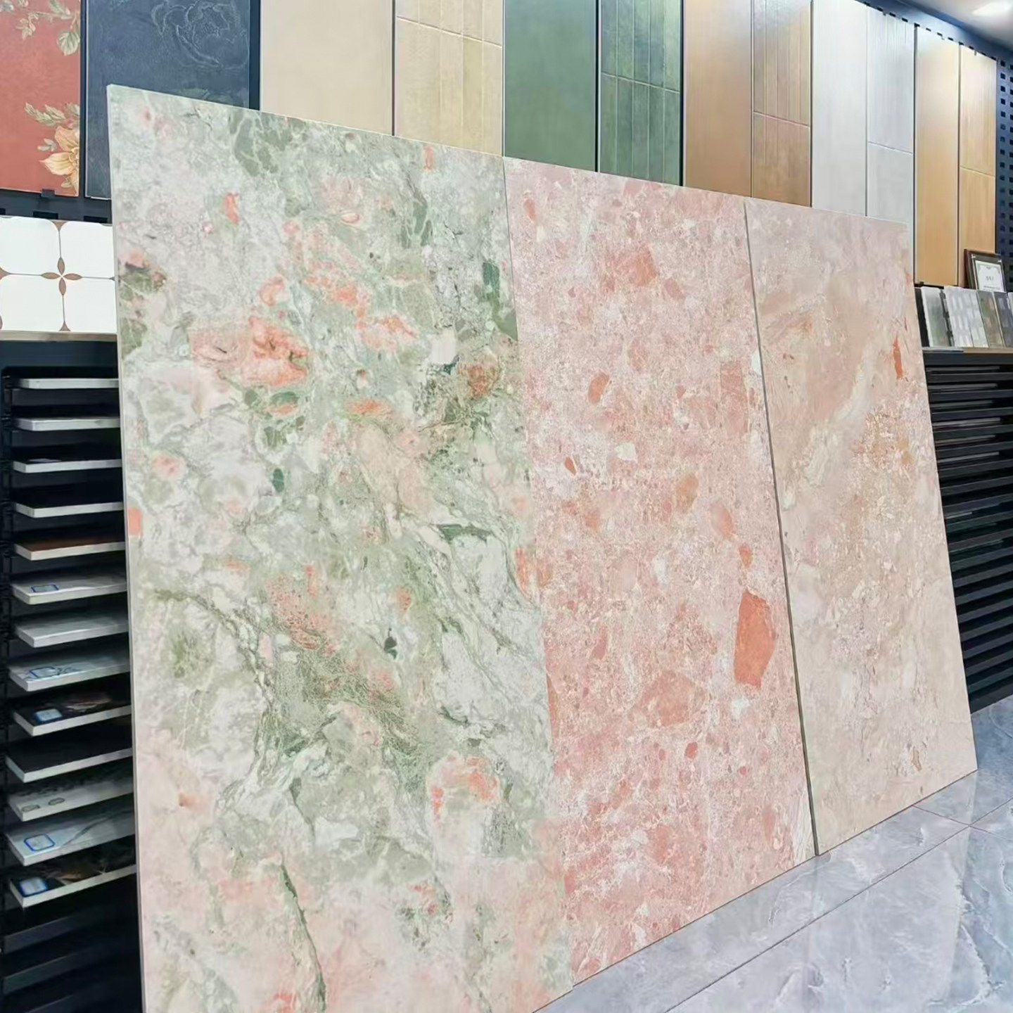 Керамическая плитка Monet Garden Starlight Dry Grain Matte Ceramic Tile 600X1200 Розово-зеленая для ванной комнаты Настенная плитка Терраццо для ванной комнаты