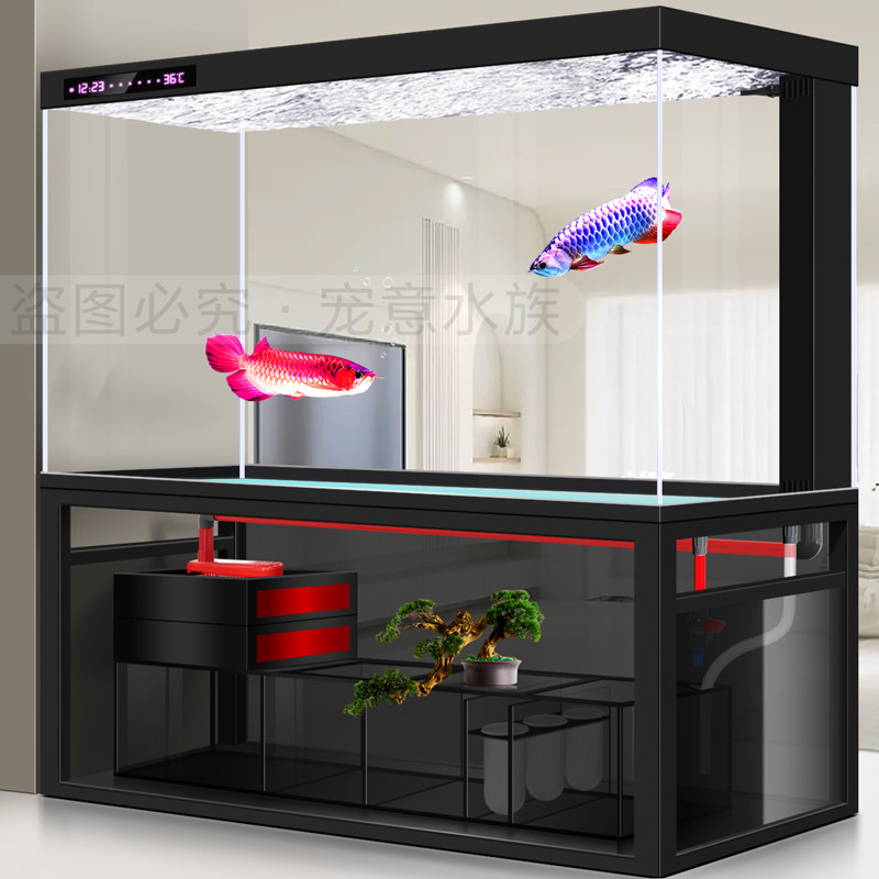 2026 новая гостиная с бесплатной заменой подводного фильтра dragon fish tank бытовой ультра-белый стеклянный умный высококачественный аквариум среднего и большого размера