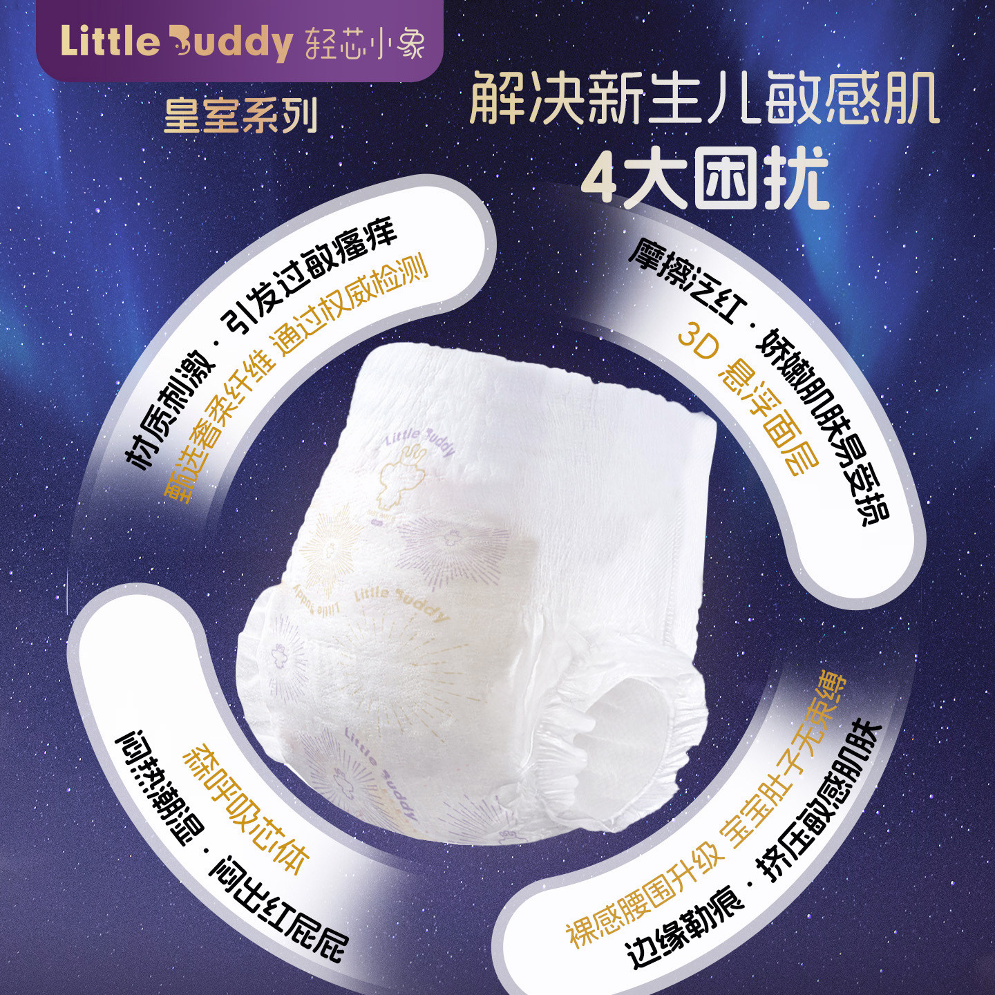 Пробный комплект летних ультратонких дышащих подгузников Light core baby elephant royal размера L с подтягивающими брюками, размер 4XL