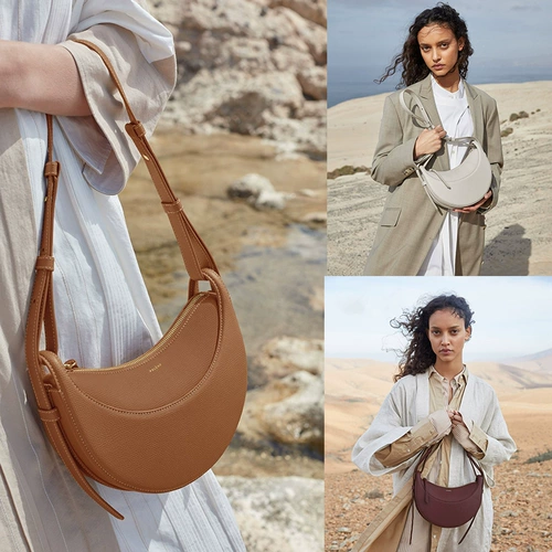 Французская сумка Poevle Crescent Lemur, подмышкам Poevle Paris нише -легкая роскошная роскошная высокая текстура Сумка