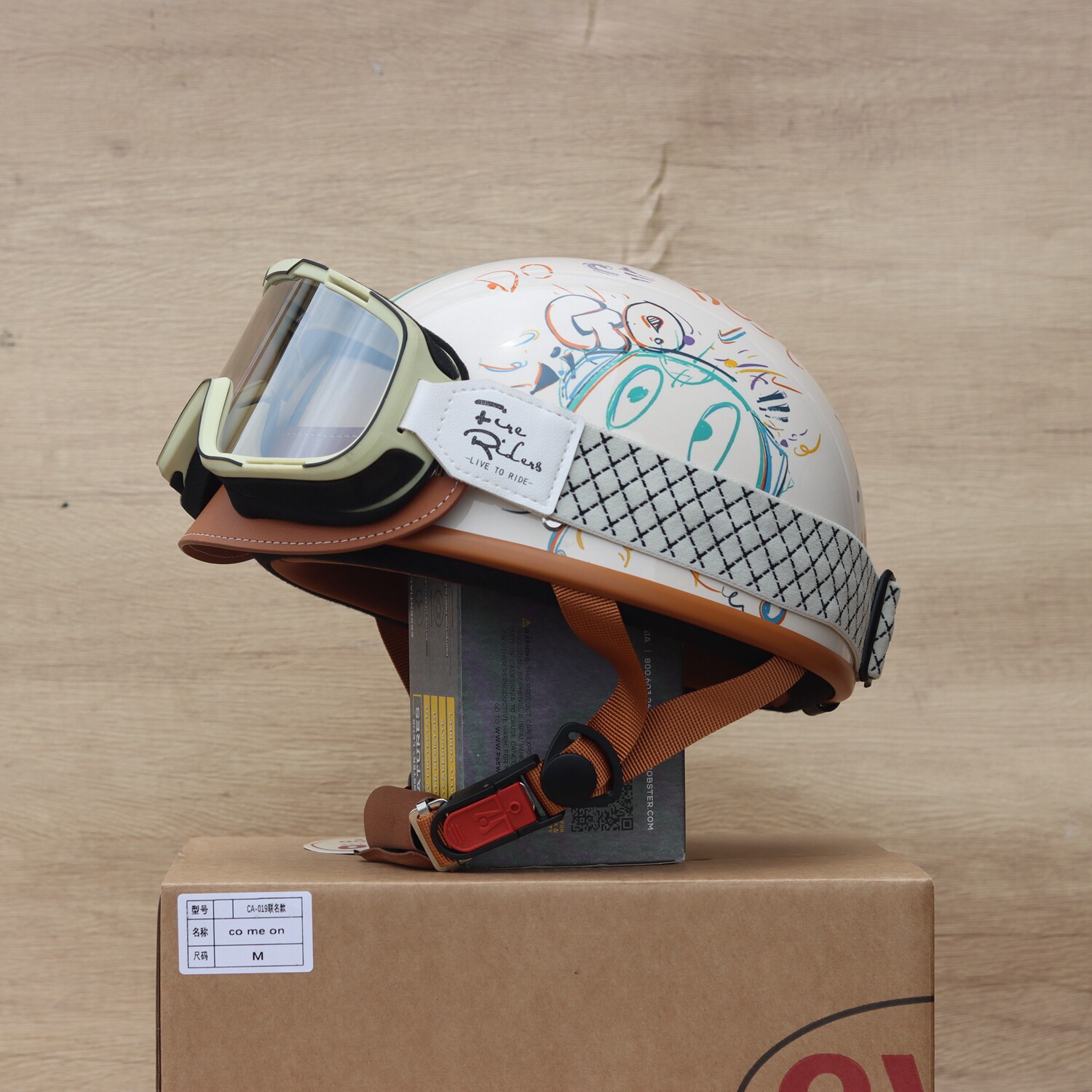 evo helmet, retro half-helmet, motorcycle/electric vehicle, 3C certified, colorful graffiti, cartoon, cute, summer style, suitable for both men and women.