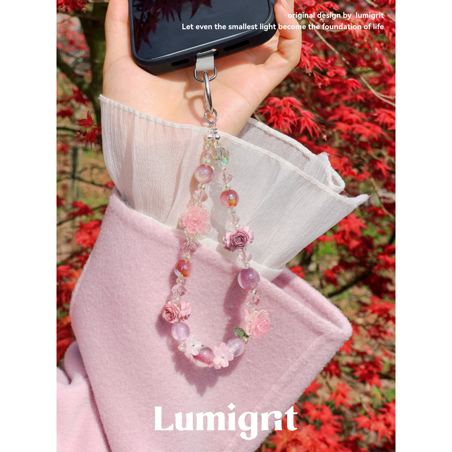 Liguang Original Purple Mist Rose Super Fairy New Exquisite Heart-Shaped Glittering Rose Phone Charm with High-End Feel (Instagram Style)