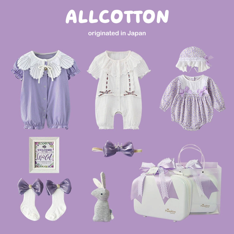 Япония, подарочная коробка для детской одежды из хлопка ALLCOTTON, женский летний костюм для новорожденных, подарок на полнолуние